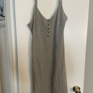 SOLD American Eagle Grey Ribbed Cotton Henley Bodycon Midi Dress Large
